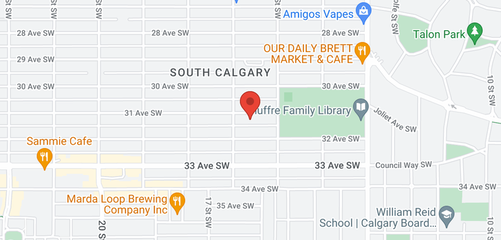 map of 1725 31 Avenue SW